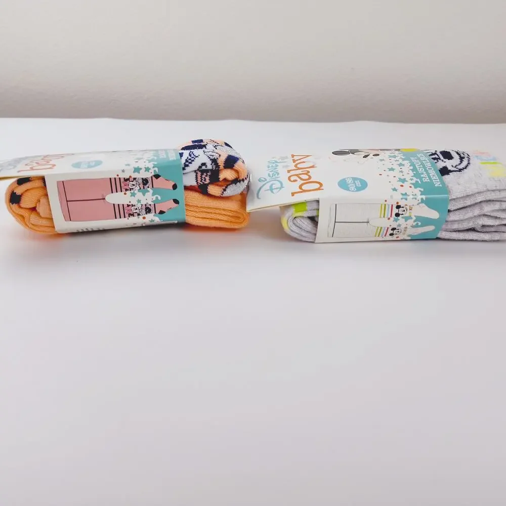 Disney Mickey & Minnie Mouse Gray Pink Baby Tights NIP